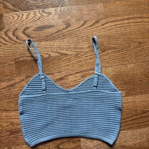 Blue Ribbed Women's Top